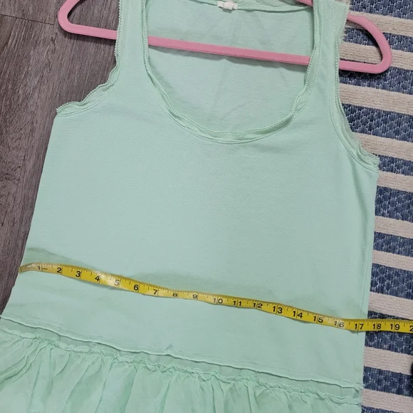 🌸 $10 SALE J. Crew Mint Green Tiered Ruffle Hem Tank Dress Cotton Summer 09 SM - Picture 14 of 15